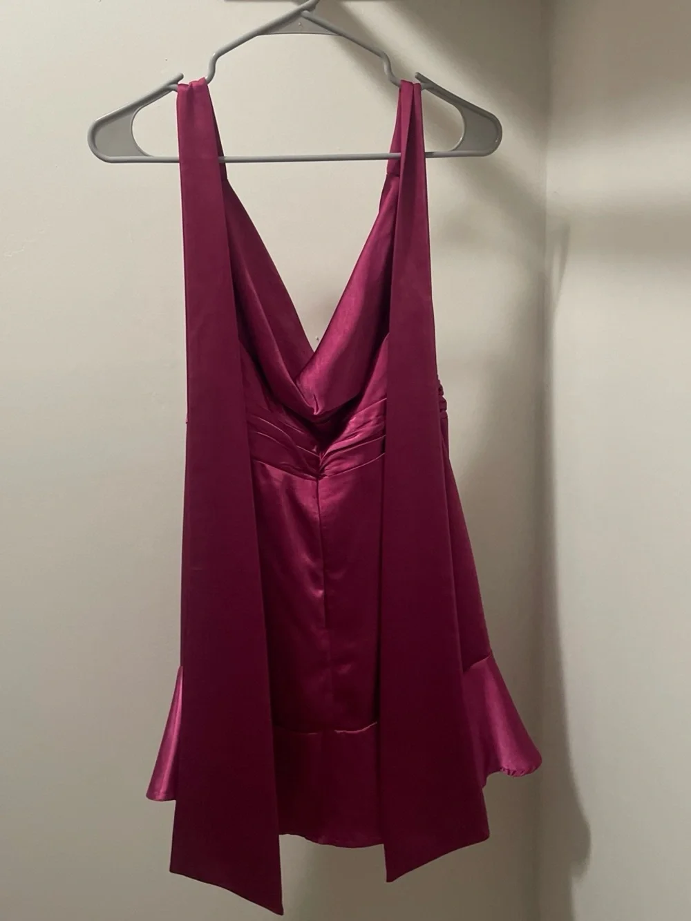 Purple/Pink Halter Mini Dress with Flounce Hem